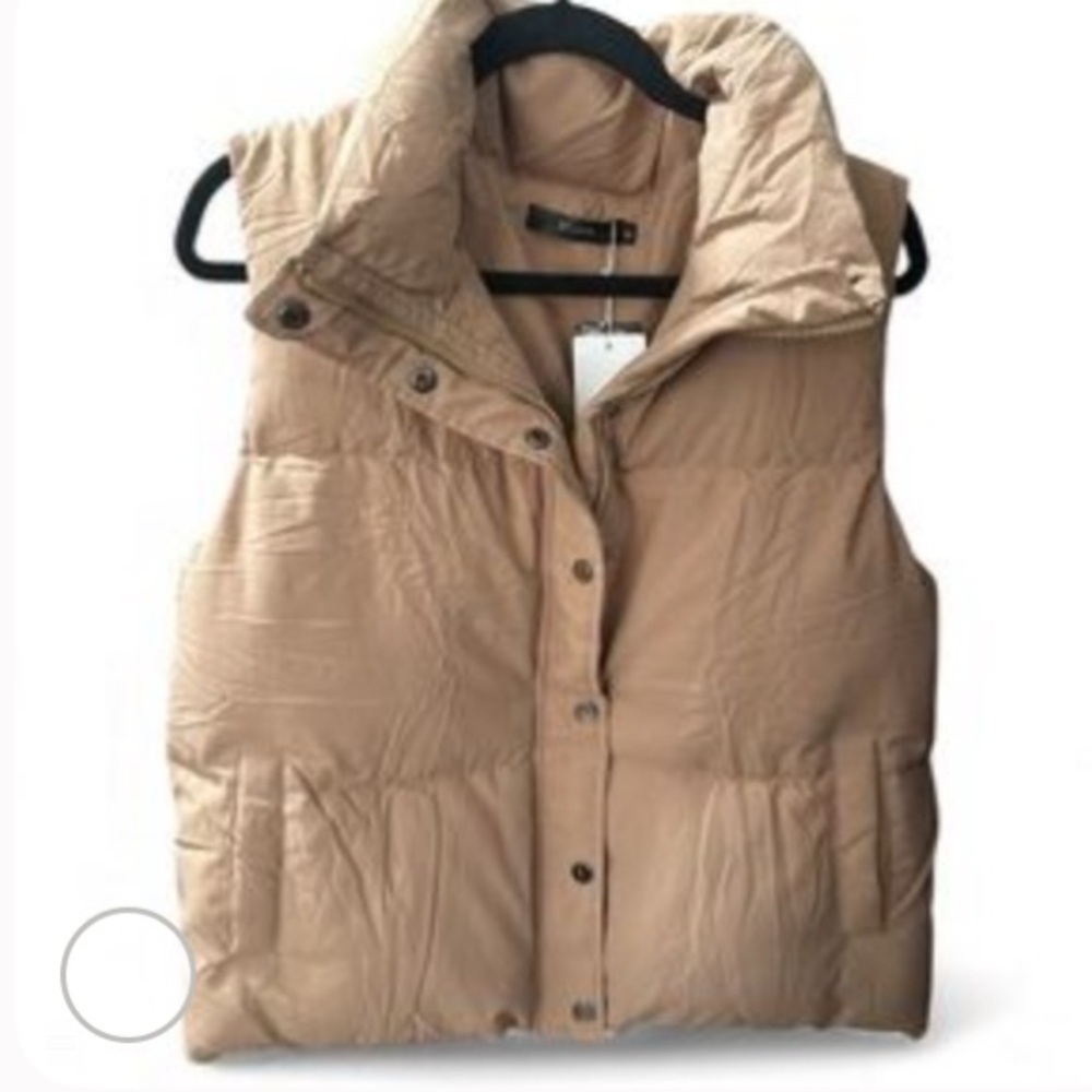 MIROL Full Zip & Snap Closure W/ Pockets Chestnut/ Tan Puff VestMSRP $59 NEW